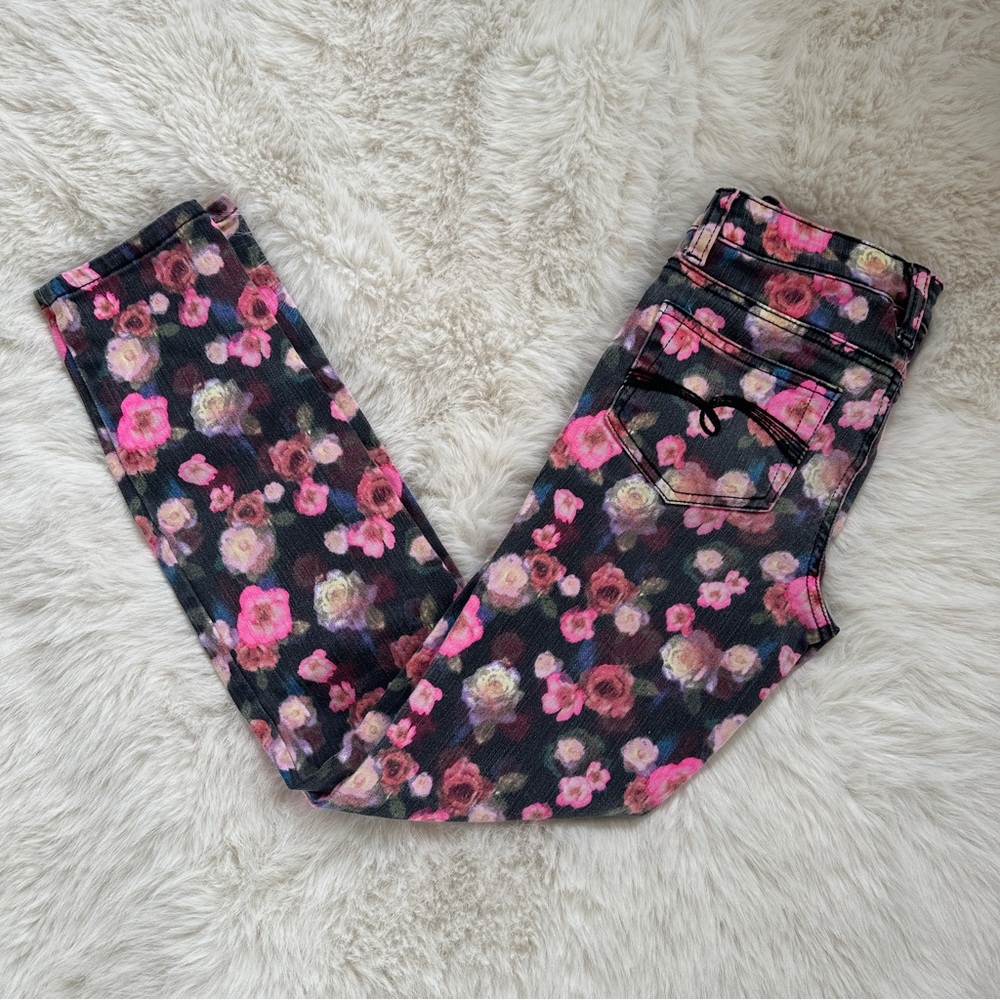 Justice floral print skinny jeans size girls 10